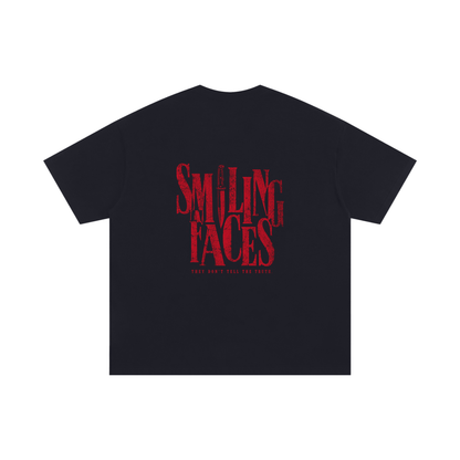 NOIR CARTEL FRENEMIES — Smiling Faces SF-04 250 GSM Oversized Tee — Black