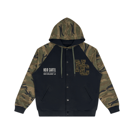 Unisex Camo-Splice Raglan Zip Hoodie