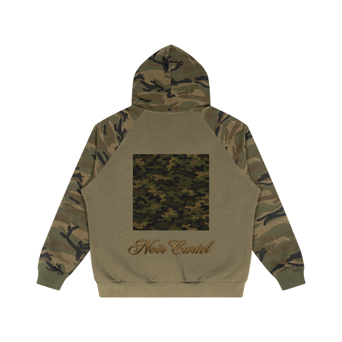 NOIR CARTEL FRENEMIES — Worldwide Camo Camo-Splice Raglan Snap-Front Hoodie