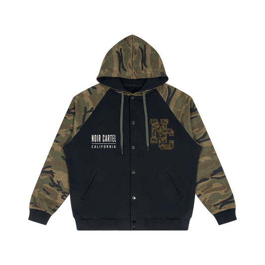 Unisex Camo-Splice Raglan Zip Hoodie