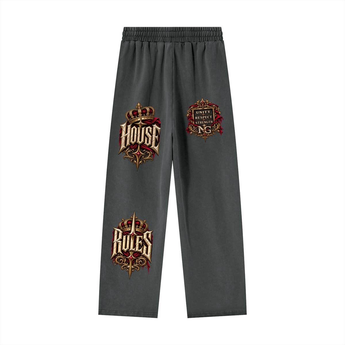 NOIR CARTEL SYNDICATE — House Rules Heavyweight Vintage Wash Sweatpants — Dark Gray