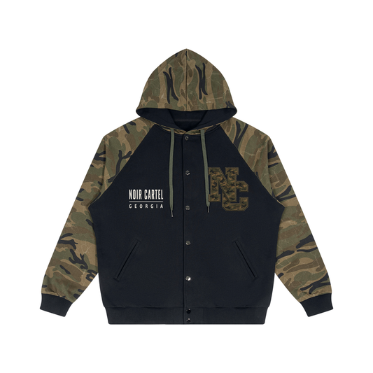 Unisex Camo-Splice Raglan Zip Hoodie