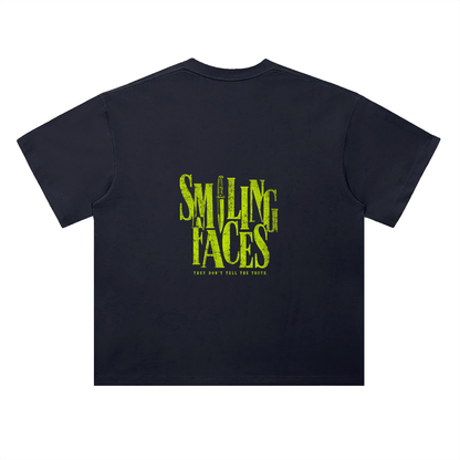 NOIR CARTEL FRENEMIES — Smiling Faces — Lime Heavyweight Drop Shoulder Cotton Tee