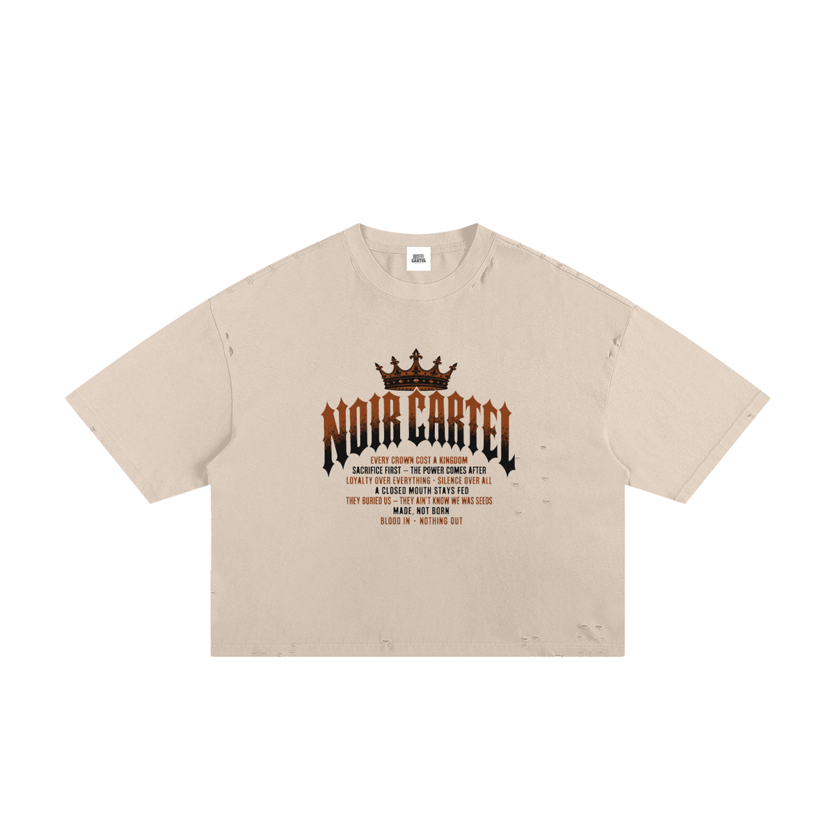 NOIR CARTEL MADE MEN — Blood Oath — Copper Frayed Boxy Tee