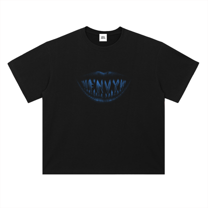 NOIR CARTEL FRENEMIES — Smiling Faces — Blue Heavyweight Drop Shoulder Cotton Tee