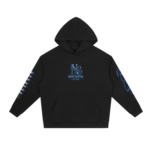 NOIR CARTEL CONTRABAND — Cartel Status 380 GSM Heavyweight Hoodie — Black