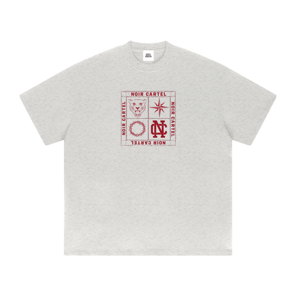 NOIR CARTEL QUILTED CODE — Follow the Stars — Red Heavyweight Drop Shoulder Tee