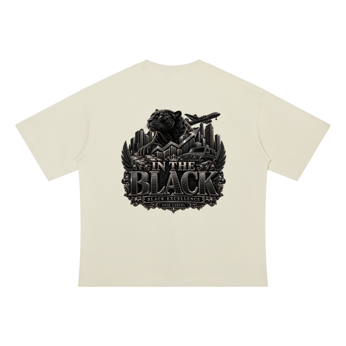NOIR CARTEL BLOCKNOMICS — In the Black Drop Shoulder Cotton Tee — Mild Apricot