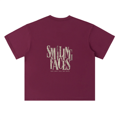 NOIR CARTEL FRENEMIES — Smiling Faces — Bone Heavyweight Drop Shoulder Cotton Tee