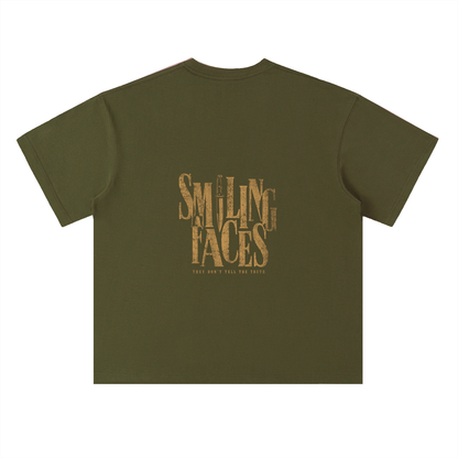 NOIR CARTEL FRENEMIES — Smiling Faces — Gold Heavyweight Drop Shoulder Cotton Tee