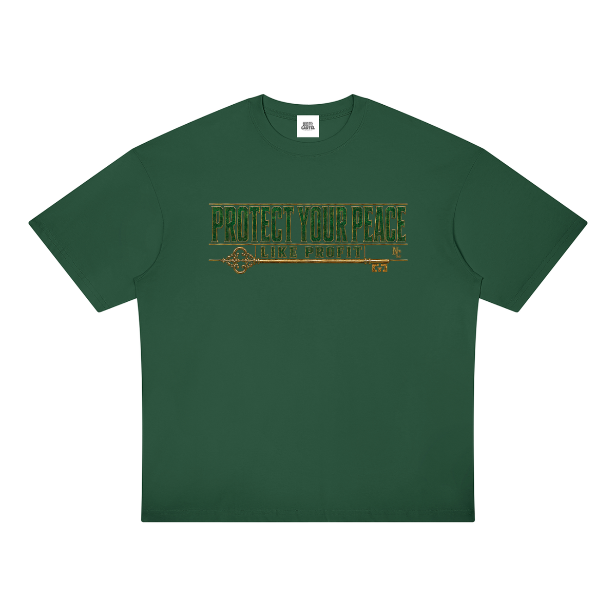 NOIR CARTEL OVERGROWTH — Thornbound Crest Oversized Drop Shoulder Tee — Dark Green