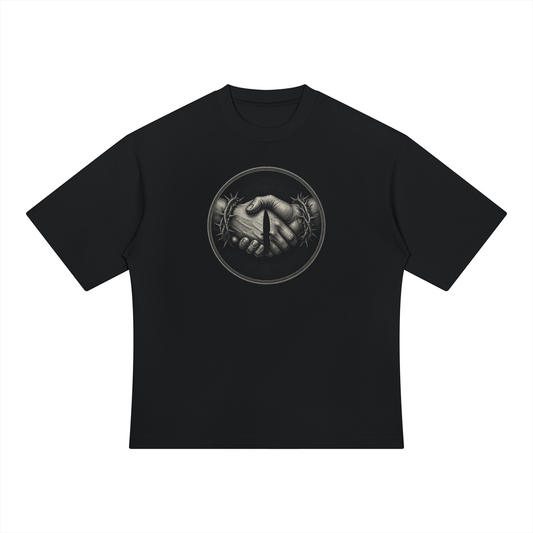NOIR CARTEL FRENEMIES Handshake Tee — Close Enough to Cut Me — Black