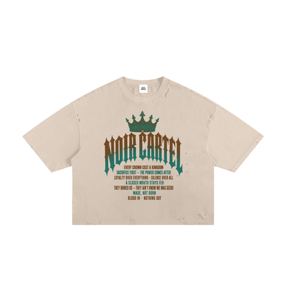 NOIR CARTEL MADE MEN — Blood Oath — Teal & Copper Frayed Boxy Tee