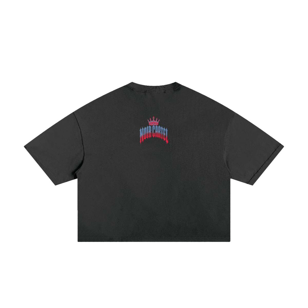 NOIR CARTEL MADE MEN — Blood Oath — Blue & Red Frayed Boxy Tee — Black