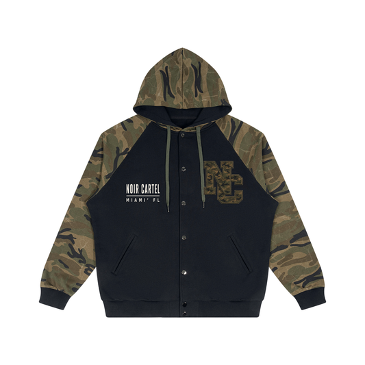 Unisex Camo-Splice Raglan Zip Hoodie
