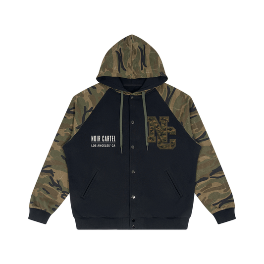Unisex Camo-Splice Raglan Zip Hoodie