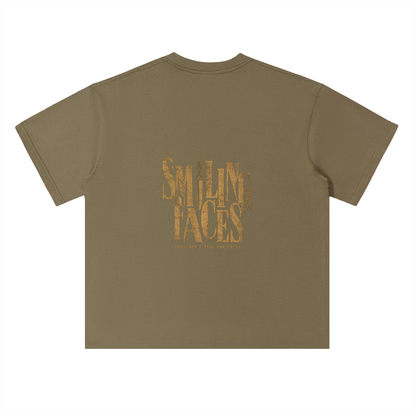 NOIR CARTEL FRENEMIES — Smiling Faces — Gold Heavyweight Drop Shoulder Cotton Tee