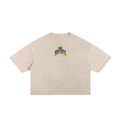 NOIR CARTEL MADE MEN — Blood Oath — Olive & Gold Frayed Boxy Tee