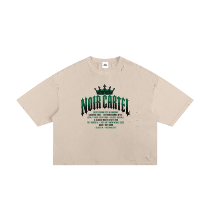 NOIR CARTEL MADE MEN — Blood Oath — Green Frayed Boxy Tee