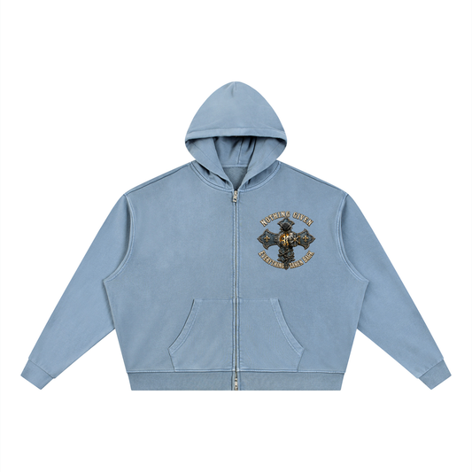 NOIR CARTEL Vault Vintage-Wash Hoodie — Jeans Blue