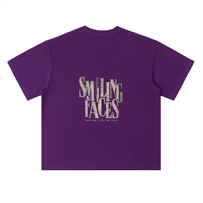 NOIR CARTEL FRENEMIES — Smiling Faces — Bone Heavyweight Drop Shoulder Cotton Tee