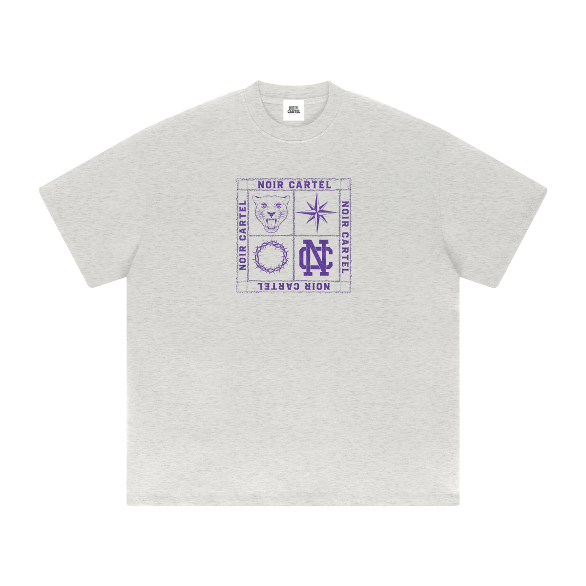 NOIR CARTEL QUILTED CODE — Follow the Stars — Purple Heavyweight Drop Shoulder Tee