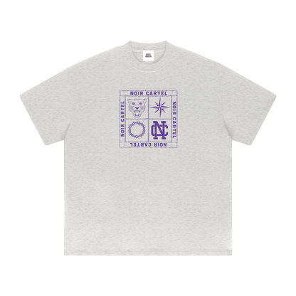 NOIR CARTEL QUILTED CODE — Follow the Stars — Purple Heavyweight Drop Shoulder Tee