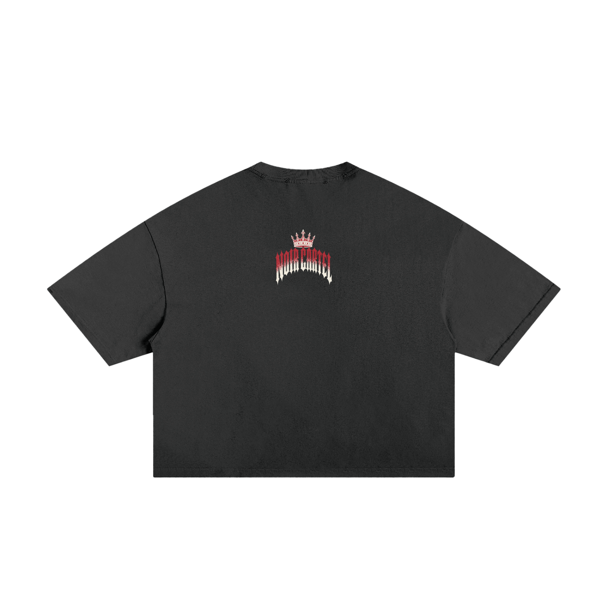 NOIR CARTEL MADE MEN — Blood Oath — Red & Bone Frayed Boxy Tee — Black