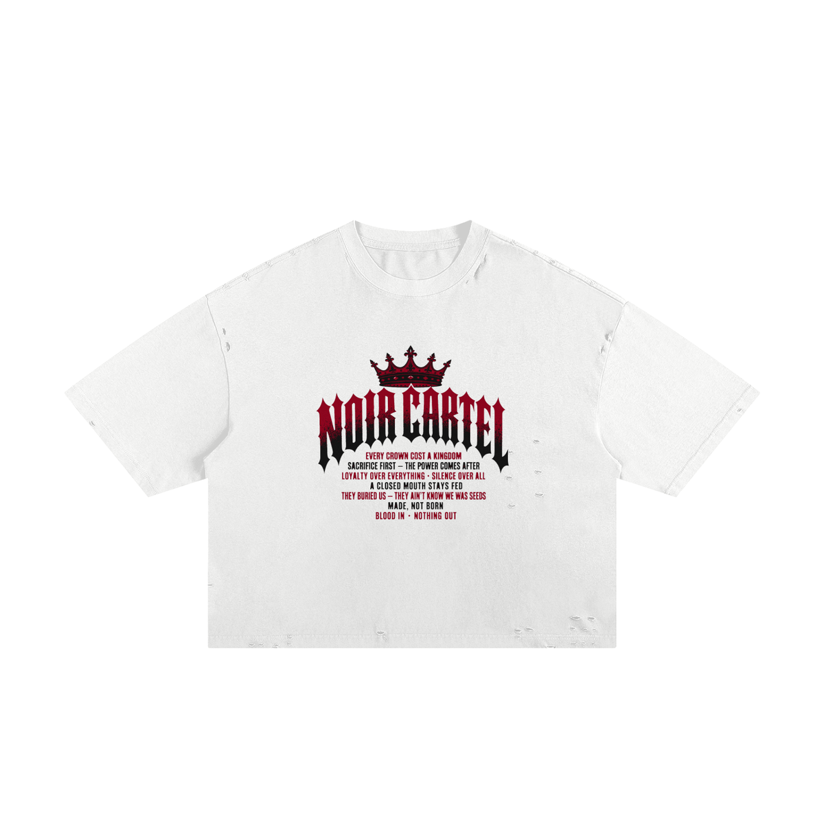 NOIR CARTEL MADE MEN — Blood Oath — Wine Frayed Boxy Tee