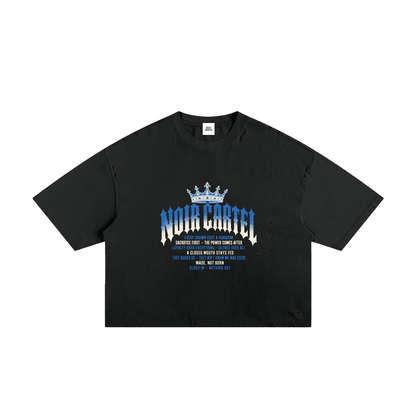 NOIR CARTEL MADE MEN — Blood Oath — Ice Blue Frayed Boxy Tee