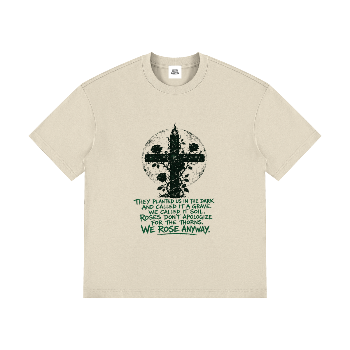 NOIR CARTEL OVERGROWTH — Rose Gospel — Green Drop Shoulder Cotton Tee