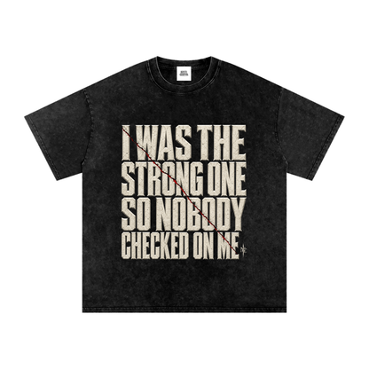 NOIR CARTEL UNSAID — The Strong One Snow Washed Oversized Cotton Tee — Black