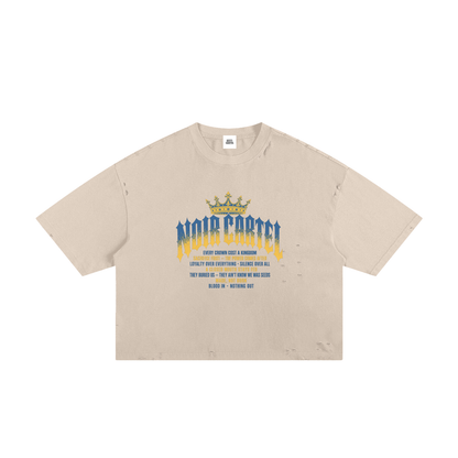 NOIR CARTEL MADE MEN — Blood Oath — Sky Blue & Gold Frayed Boxy Tee