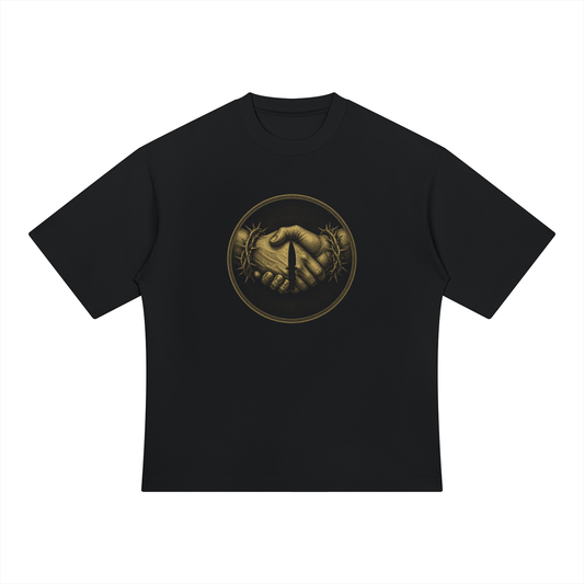 NOIR CARTEL FRENEMIES Handshake Tee — Close Enough to Cut Me — Black