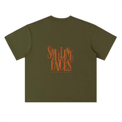 NOIR CARTEL FRENEMIES — Smiling Faces — Orange Heavyweight Drop Shoulder Cotton Tee