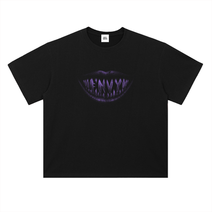 NOIR CARTEL FRENEMIES — Smiling Faces — Purple Heavyweight Drop Shoulder Cotton Tee