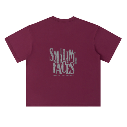 NOIR CARTEL FRENEMIES — Smiling Faces — Gray Heavyweight Drop Shoulder Cotton Tee