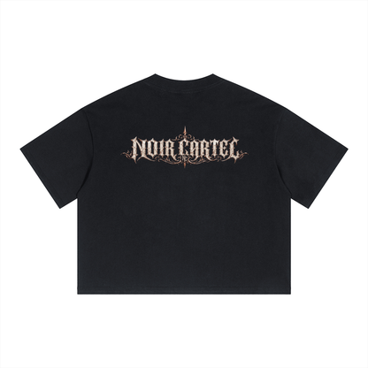 NOIR CARTEL UNSAID — Scars Still Shine Boxy Drop Shoulder Crop Tee — Black