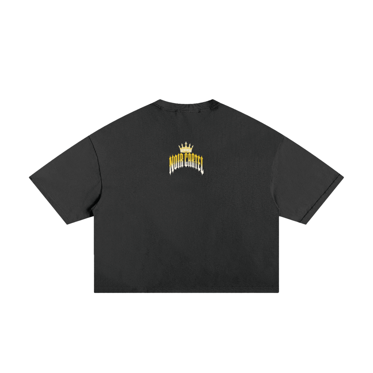 NOIR CARTEL MADE MEN — Blood Oath — Gold & Bone Frayed Boxy Tee — Black