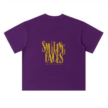 NOIR CARTEL FRENEMIES — Smiling Faces — Gold Heavyweight Drop Shoulder Cotton Tee