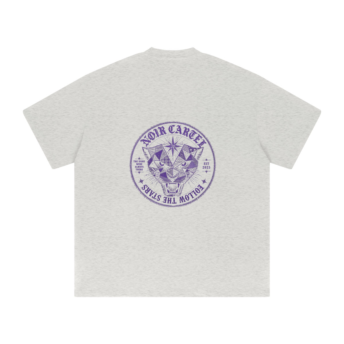 NOIR CARTEL QUILTED CODE — Follow the Stars — Purple Heavyweight Drop Shoulder Tee
