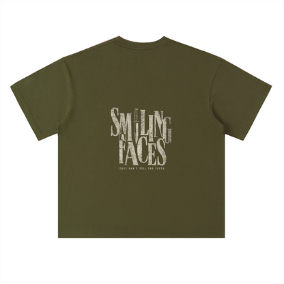 NOIR CARTEL FRENEMIES — Smiling Faces — Bone Heavyweight Drop Shoulder Cotton Tee