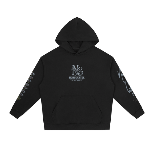 NOIR CARTEL CONTRABAND — Cartel Status 380 GSM Heavyweight Hoodie — Black