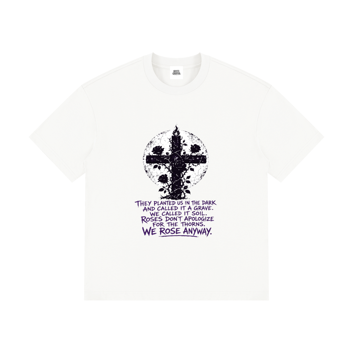NOIR CARTEL OVERGROWTH — Rose Gospel — Purple Drop Shoulder Cotton Tee