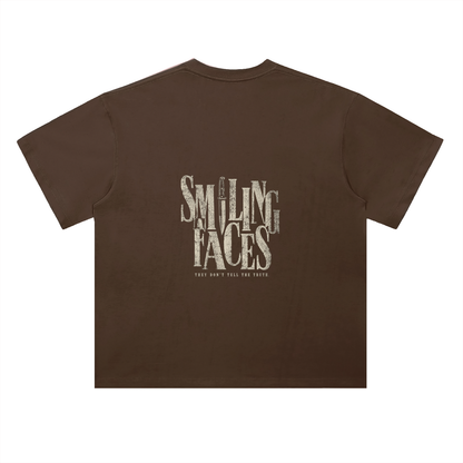 NOIR CARTEL FRENEMIES — Smiling Faces — Bone Heavyweight Drop Shoulder Cotton Tee
