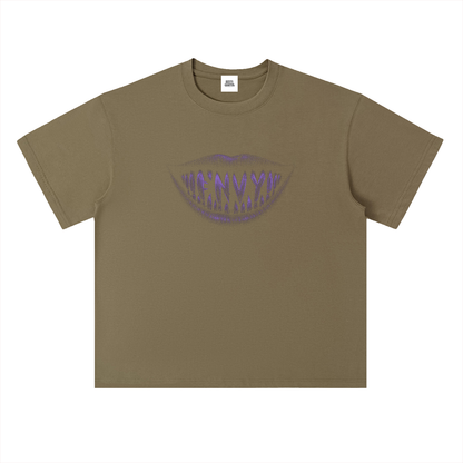 NOIR CARTEL FRENEMIES — Smiling Faces — Purple Heavyweight Drop Shoulder Cotton Tee