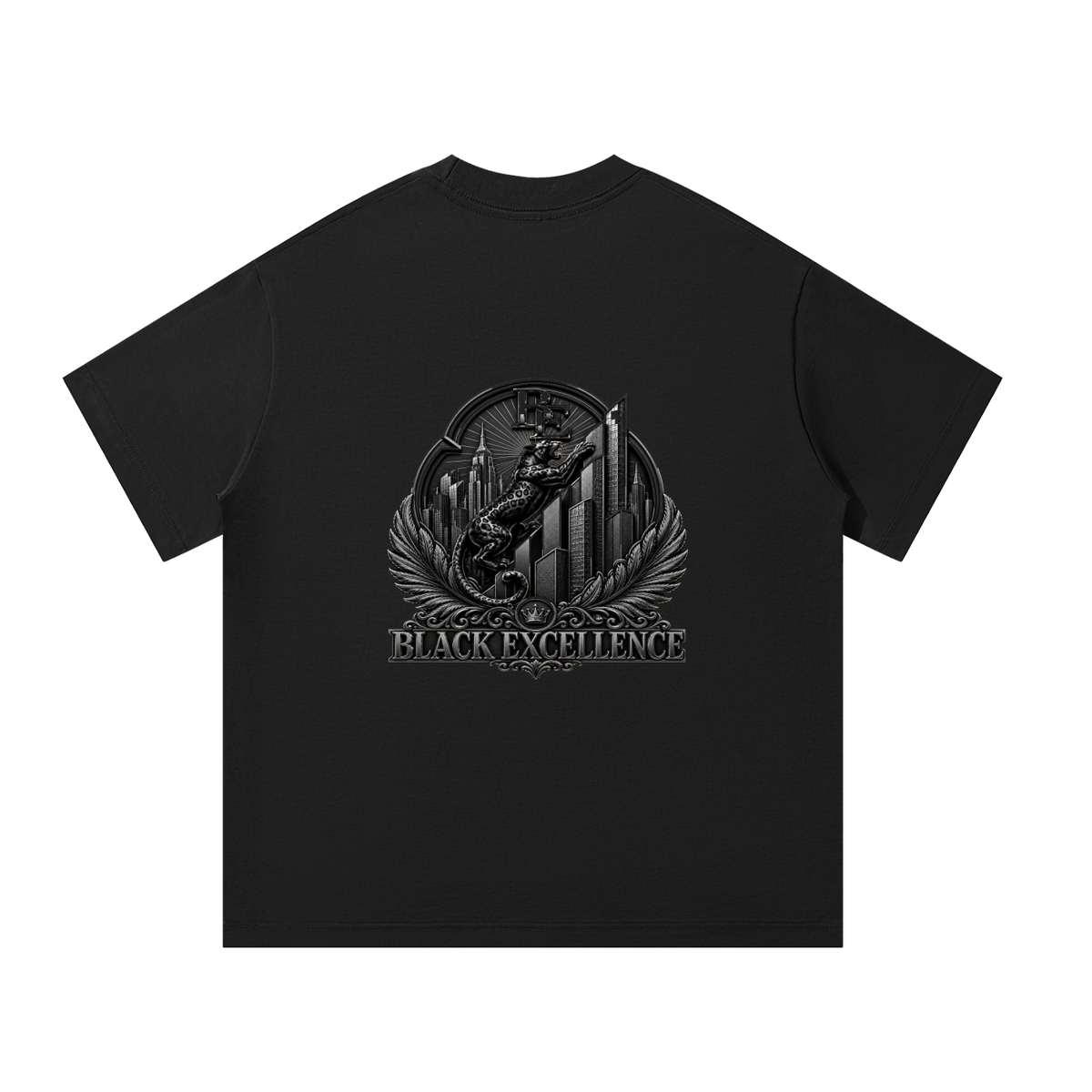 NOIR CARTEL BLACK EXCELLENCE — Laurel Monogram Oversized Tee — Black
