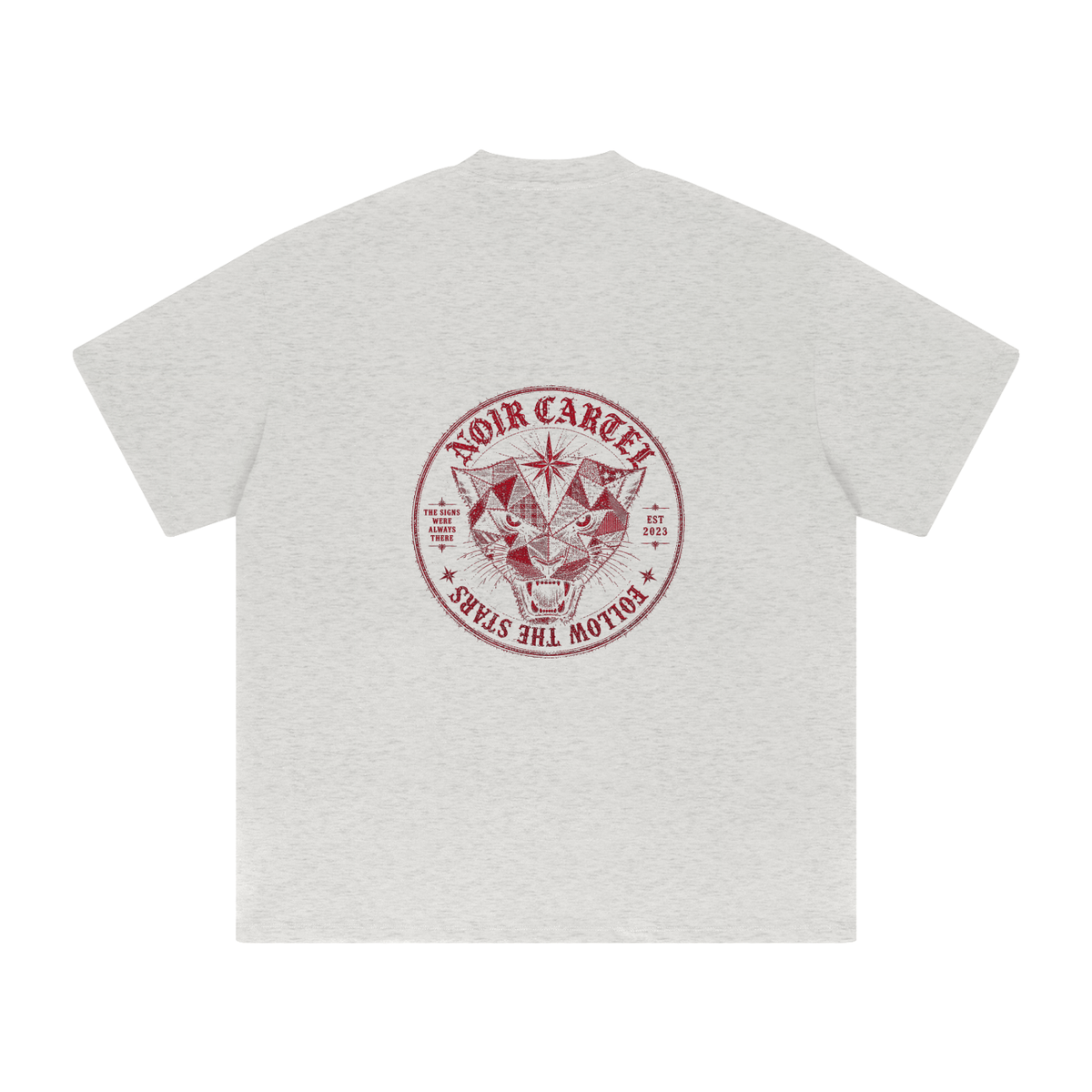 NOIR CARTEL QUILTED CODE — Follow the Stars — Red Heavyweight Drop Shoulder Tee