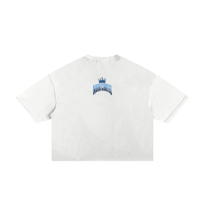 NOIR CARTEL MADE MEN — Blood Oath — Blue & White Frayed Boxy Tee