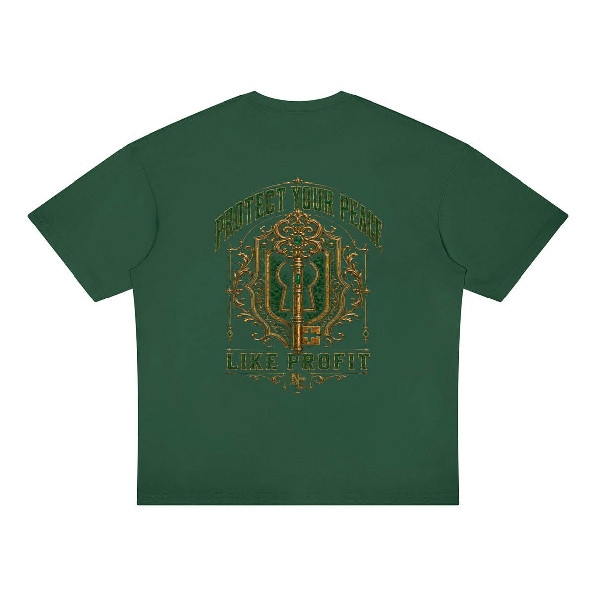 NOIR CARTEL OVERGROWTH — Thornbound Crest Oversized Drop Shoulder Tee — Dark Green